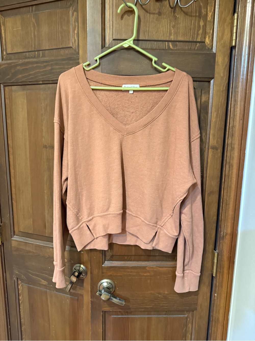 Michael Stars orange color V-Neck Cropped Sweatshirt